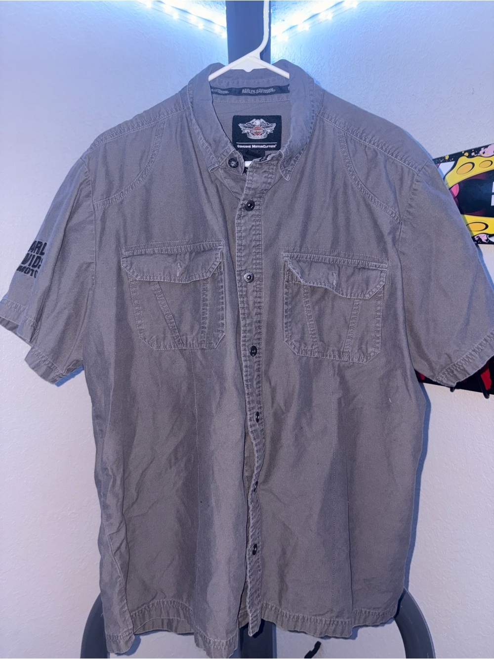 Harley-Davidson Gray Short-Sleeve Button-Up Work Shirt